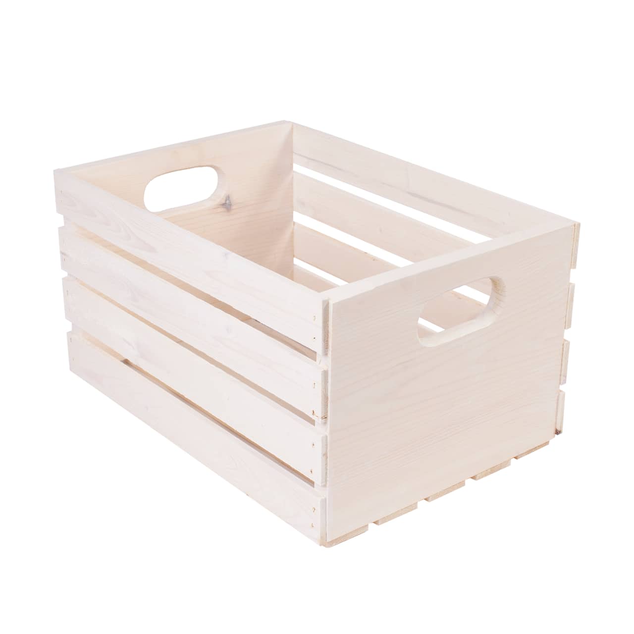 18" x 12.5" Whitewashed Pine Wood Crate by Make Market®